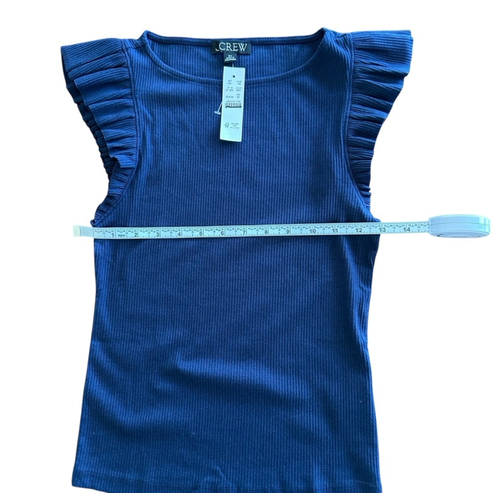 NEW‎ J. CREW Vintage rib ruffle boatneck tank top in navy blue Size XS - Picture 5 of 8